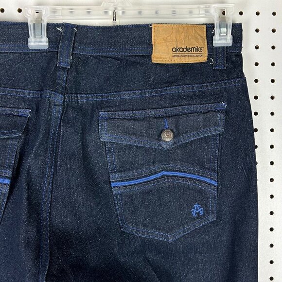 Akademiks Blue Wide Leg Denim Jeans Sz 40x30 Y2K Hip Hop Streetwear Skate‎ Baggy - Picture 3 of 7